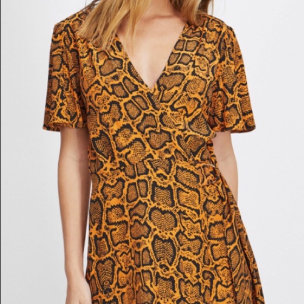 Miss selfridge brown snake print dress Bnwt